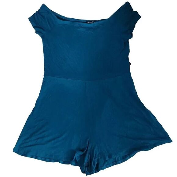 Express Women's Size Large Teal Blue Romper - Picture 1 of 5